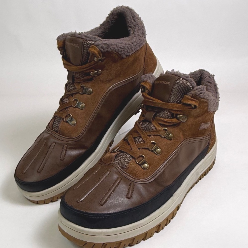 Weatherproof Landon Mens Brown Leather‎ Suede Shearling Lined Duck Boots Size 12